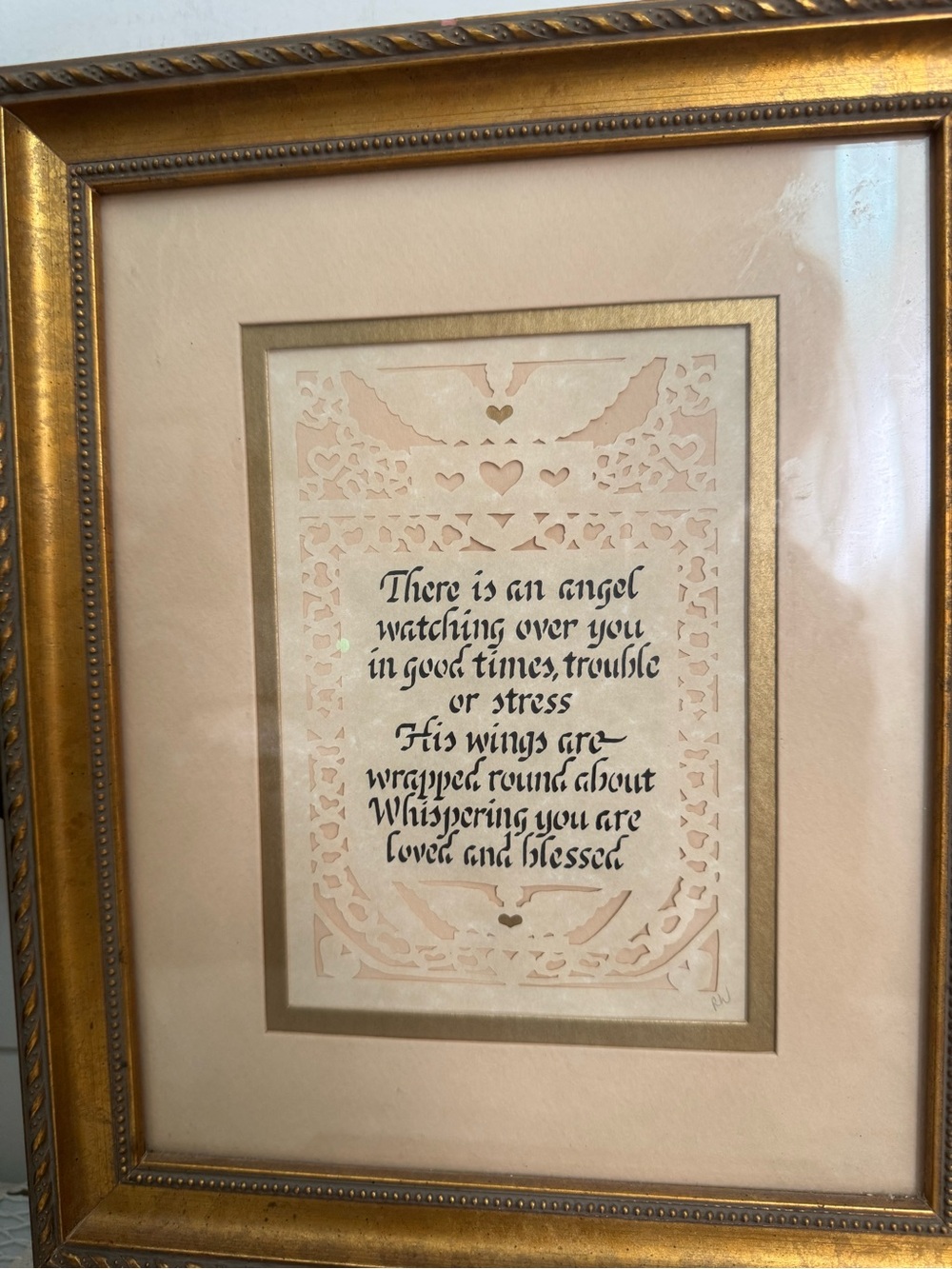 Gold Framed Angel Blessing Wall Art Print - Inspirational Home Accent